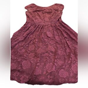 Bery Love Purple Eggplant ROSE LACE DRESS romantic LINED Zip Formal SHORT SLEEVE